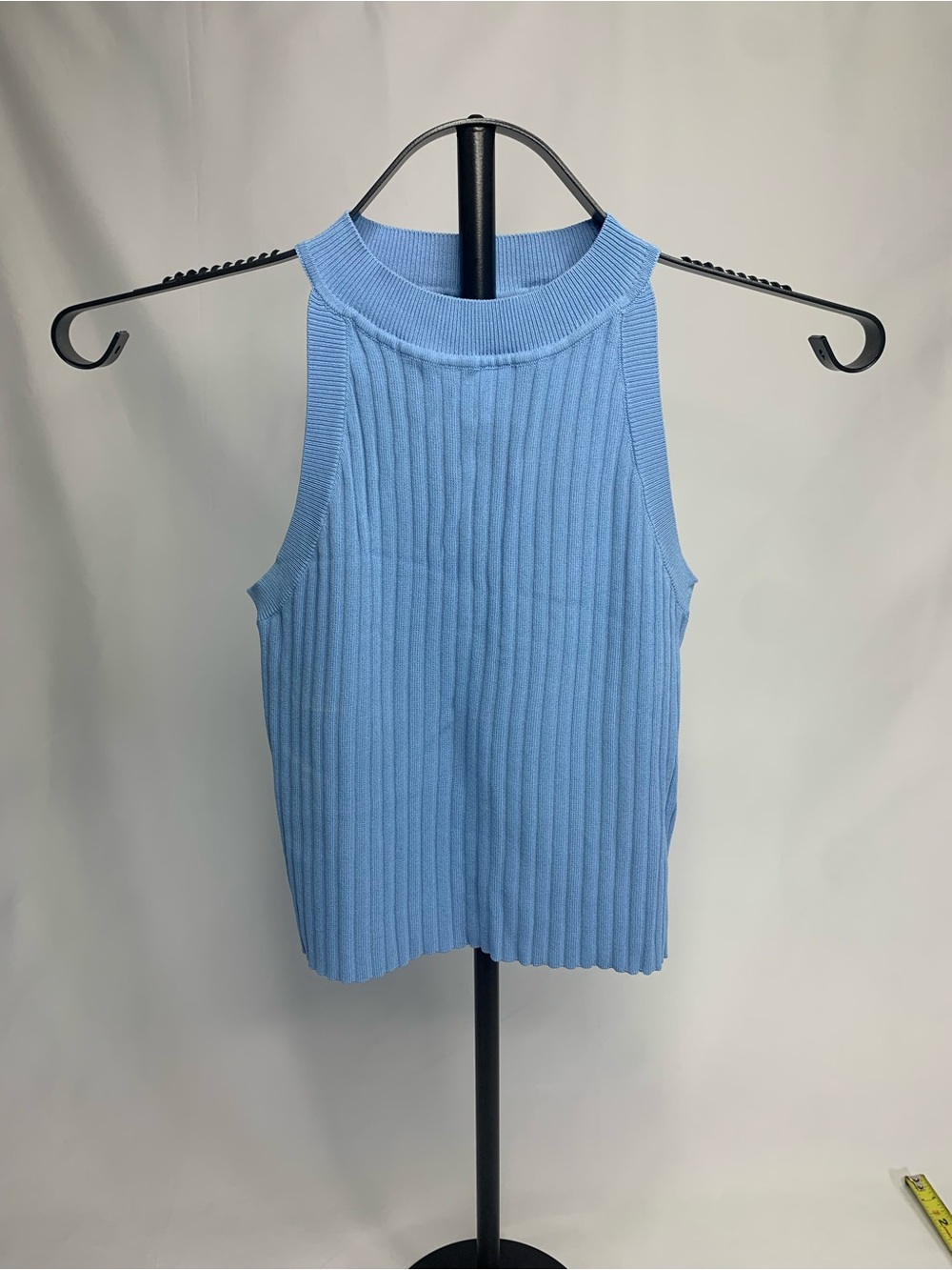 Guess Ribbed High-Neck Tank Top in Light Blue